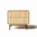 Wooden nightstand with ribbed design and metal legs in natural finish 60 x 40 x 50cm
