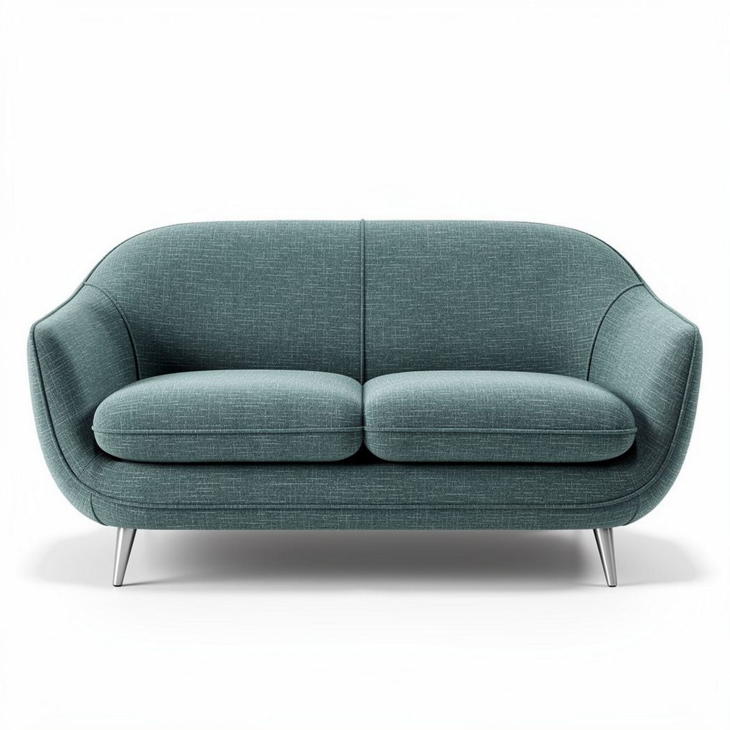 Fabric upholstered modern sofa with metal legs in teal 180 x 85 x 75cm