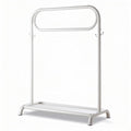 Metal garment rack with hooks and bottom shelf 100 x 50 x 150cm white