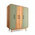 Wooden cabinet with green and natural wood finish suitable for living room storage 90 x 45 x 120cm
