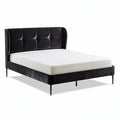 Velvet upholstered bed frame with headboard in black size 200 x 160 x 30cm