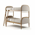 Bunk bed with wooden frame and beige fabric mattresses for kids 200 x 100 x 160cm