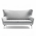Two-seater upholstered sofa with fabric covering and metal legs 160 x 80 x 90cm