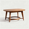 Oval wooden coffee table with circular base 100 x 60 x 45cm