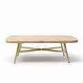 Wooden coffee table with metal legs in natural finish 120 x 60 x 45cm